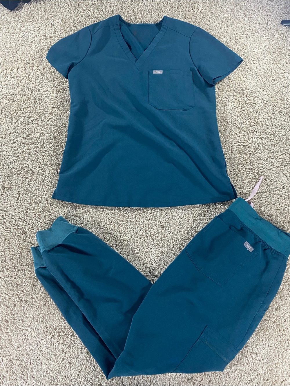 Figs Caribbean Blue Scrub Set Teal Women's Medical Scrub Pants Small